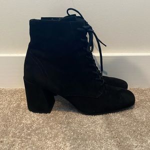Vince Black Suede Chunky Heeled Boots size 8
